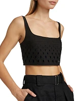 Sky Eyelet Linen Crop Top