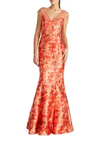 Lowen Floral Mikado Satin Mermaid Gown