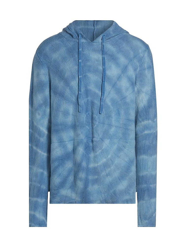 Circles Of Blue Tie-Dye Cashmere Hoodie