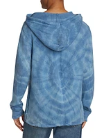 Circles Of Blue Tie-Dye Cashmere Hoodie