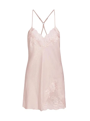 Odette Lace-Embroidered Satin Chemise