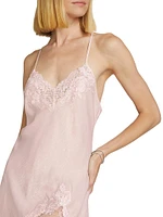 Odette Lace-Embroidered Satin Chemise