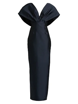 Sculptural Satin Column Gown