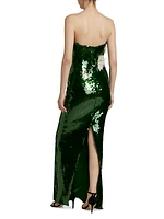 Sequin Strapless Column Gown