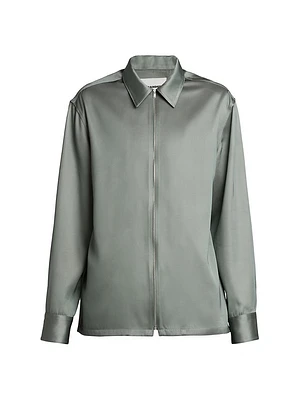 Satin Zip-Front Shirt