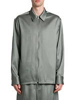 Satin Zip-Front Shirt