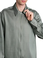 Satin Zip-Front Shirt