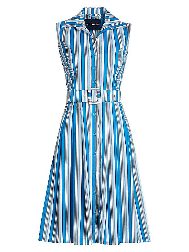 Audrey Terry Stripe Stretch Cotton Shirtdress