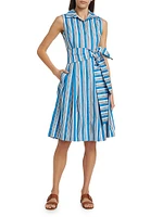 Audrey Terry Stripe Stretch Cotton Shirtdress