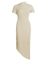 Chrysta Rib-Knit Asymmetric Midi-Dress