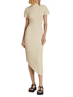 Chrysta Rib-Knit Asymmetric Midi-Dress