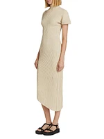 Chrysta Rib-Knit Asymmetric Midi-Dress