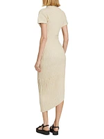 Chrysta Rib-Knit Asymmetric Midi-Dress