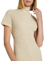 Chrysta Rib-Knit Asymmetric Midi-Dress