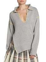 Wool-Cashmere Stitched Asymmetric Sweater