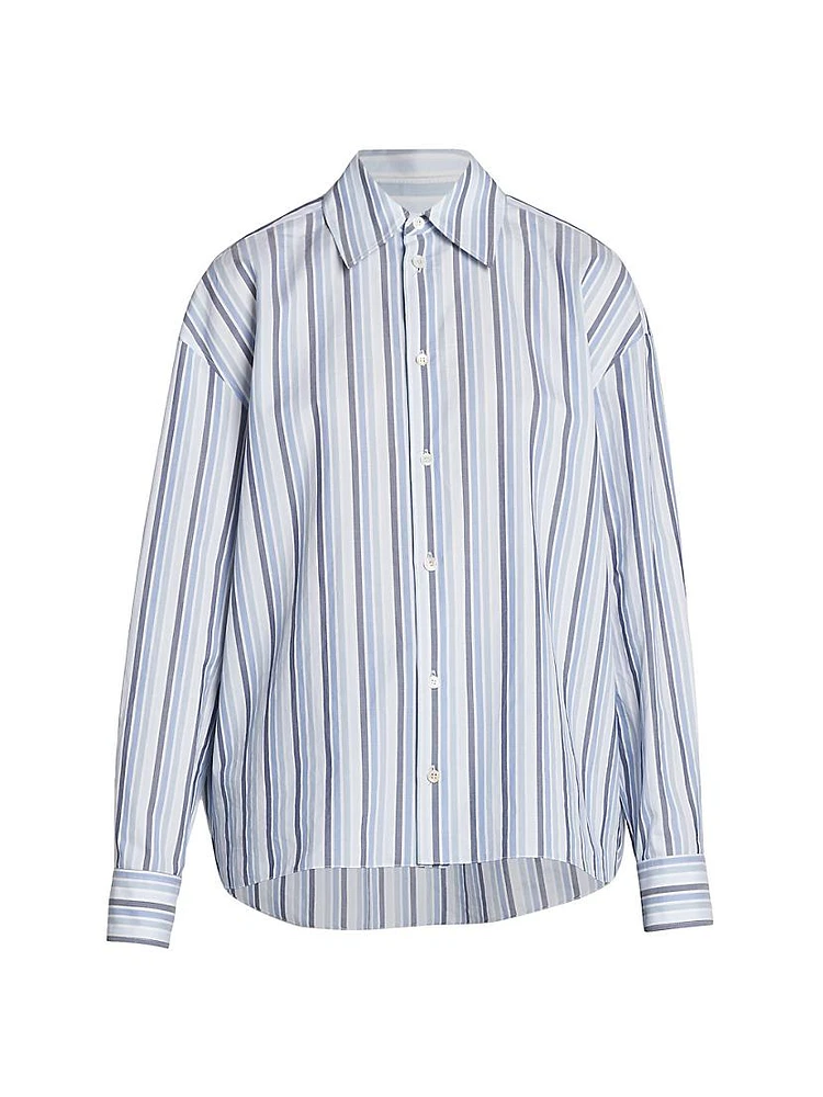 Oversized Striped Cotton Button-Front Shirt