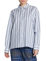 Oversized Striped Cotton Button-Front Shirt