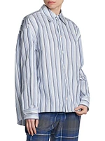 Oversized Striped Cotton Button-Front Shirt