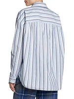 Oversized Striped Cotton Button-Front Shirt