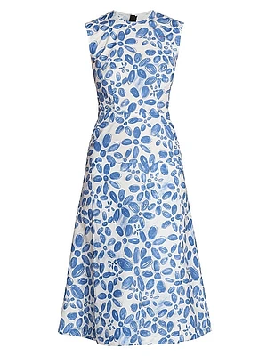 Printed Cotton Midi-Dress