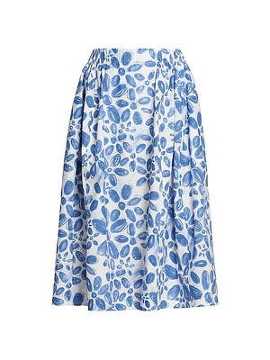 Printed Cotton Midi-Skirt