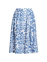 Printed Cotton Midi-Skirt