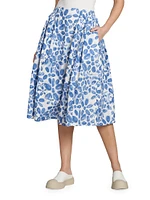 Printed Cotton Midi-Skirt