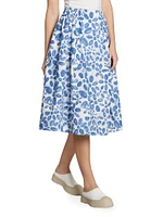 Printed Cotton Midi-Skirt