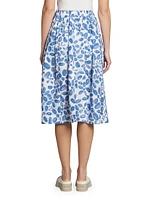 Printed Cotton Midi-Skirt