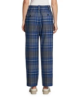 Plaid Wool-Blend Straight-Leg Pants