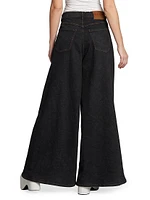 Drawstring Wide-Leg Palazzo Jeans