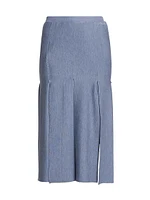 Fringe Wool & Silk Midi-Skirt