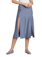 Fringe Wool & Silk Midi-Skirt