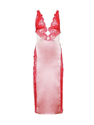 Silk And Lace V-Neck Slip Dress
