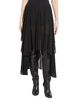 Silk Chiffon Asymmetric Skirt