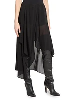 Silk Chiffon Asymmetric Skirt