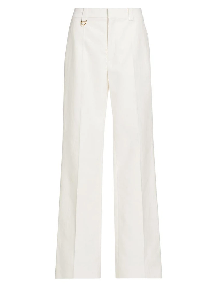 Wide-Leg Cotton Pants