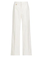 Wide-Leg Cotton Pants