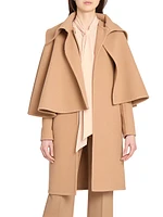 Cape-Overlay Wool & Cashmere Coat