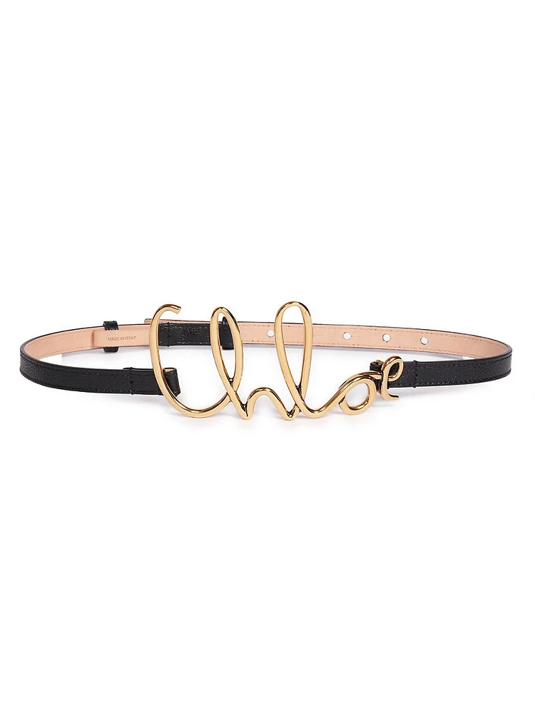 Cursive Logo Leather Belt