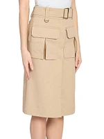 Cotton Belted Utility Skirt