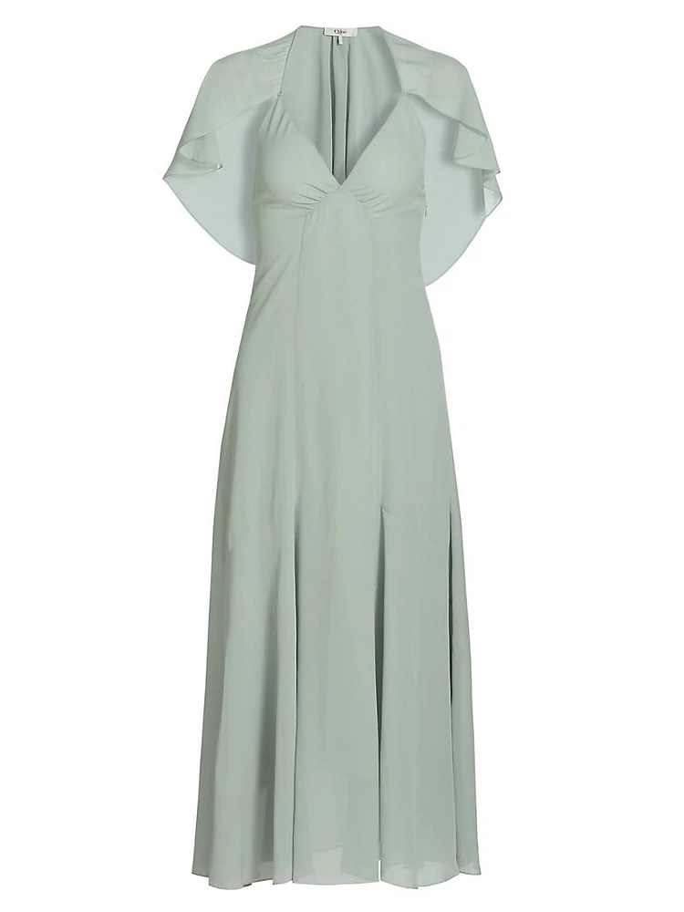 Silk Capelet Midi-Dress