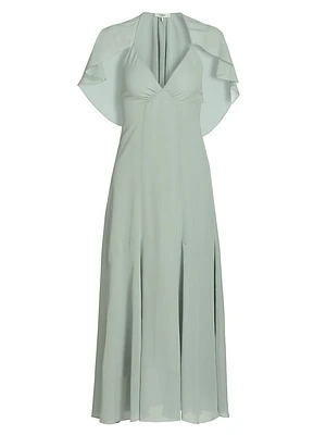 Silk Capelet Midi-Dress