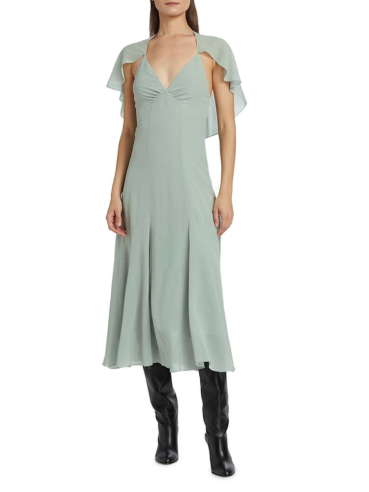 Silk Capelet Midi-Dress