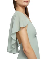 Silk Capelet Midi-Dress