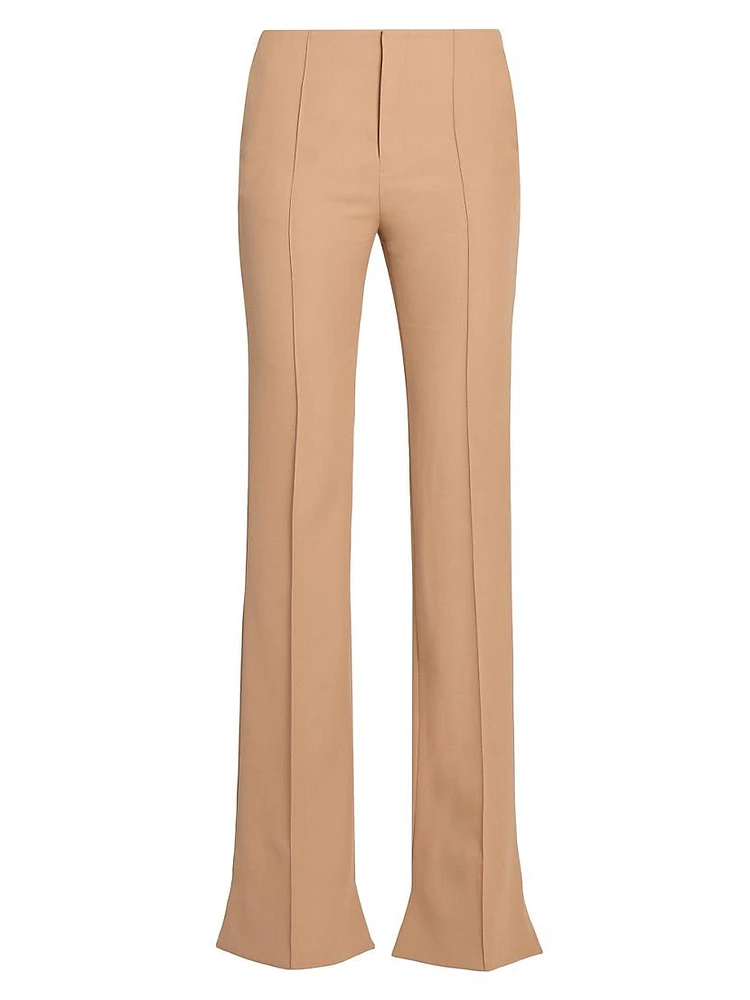 Wool Pintuck Step-Hem Trousers