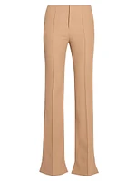 Wool Pintuck Step-Hem Trousers