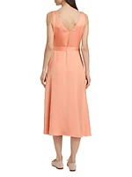 Kathleen Satin Sleeveless Wrap Midi-Dress