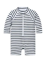 Baby Boy's Striped One-Piece Rashguard Swimsuit