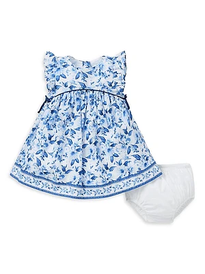 Baby Girl's Floral Flutter Sleeve Dress & Bloomers Set